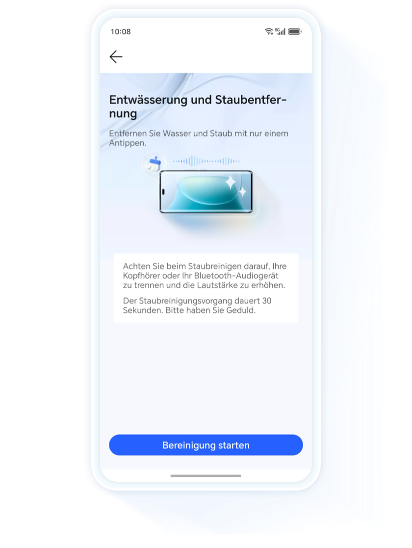 Bringen Sie Ihr Smartphone in Sekundenschnelle auf Vordermann! Entwässerung  und Staubentfernungtechnologie per Fingertipp!