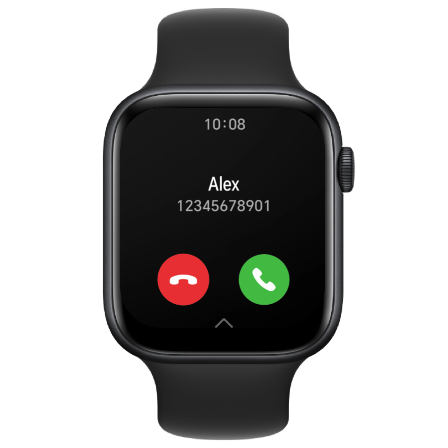  The watch will vibrate and display the caller's number or name when you receive a phone call, you can
                  choose to answer or reject the call.