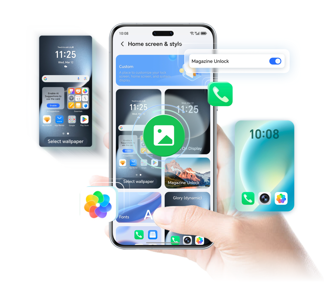 With a range of stylish options, including animated wallpapers and icon themes—it’s easy to find one that's perfect for you