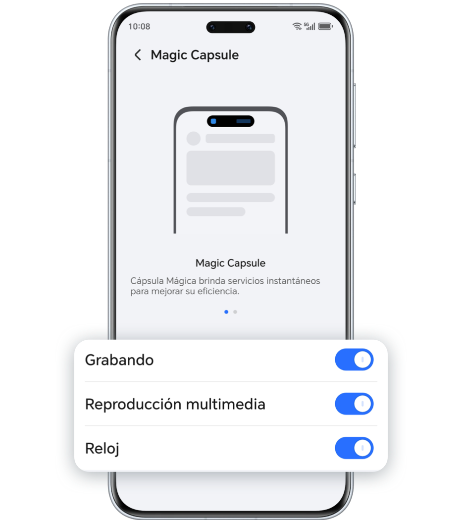 Ajustes > Notificaciones y barra de estado > Magic Capsule