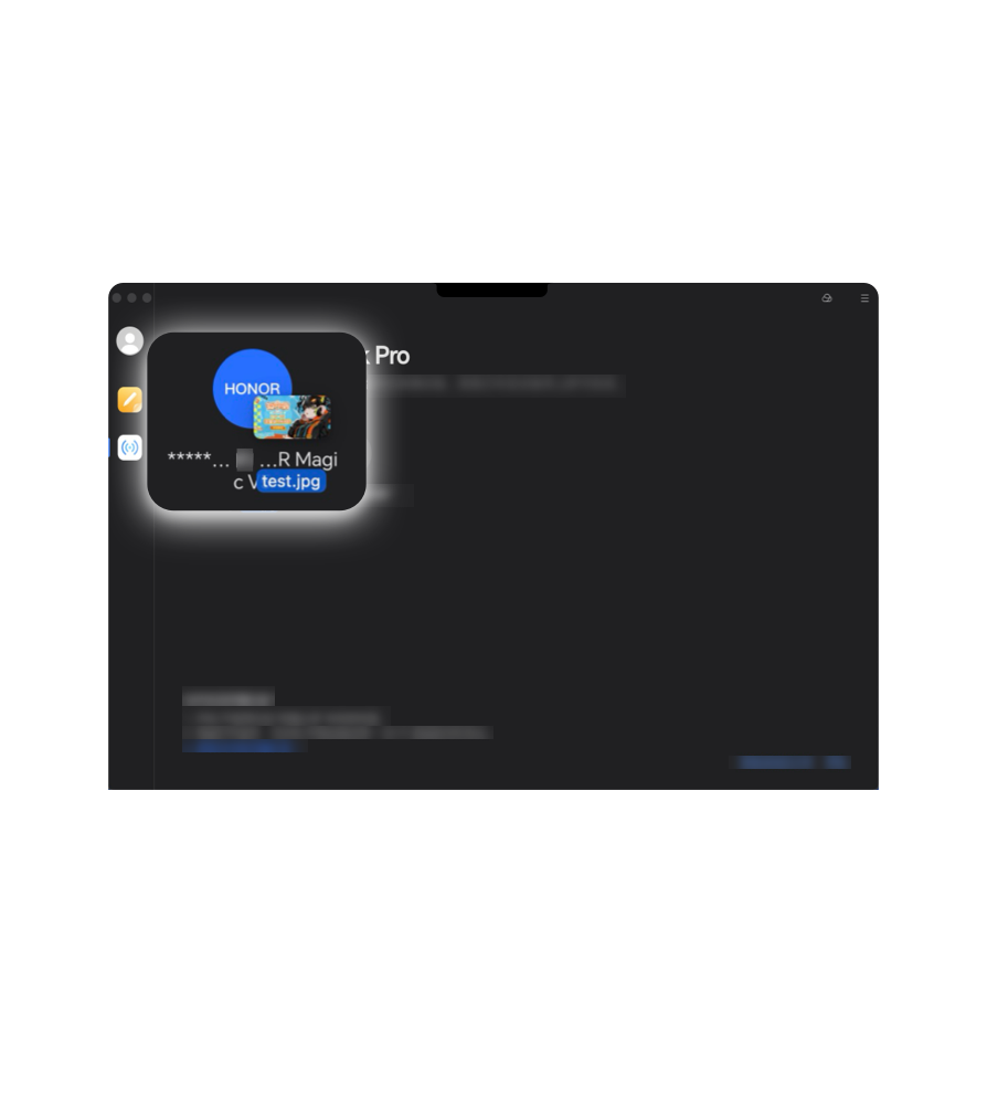 Sul tuo Mac, seleziona il file che desideri inviare, quindi trascina e rilascia il file sull'icona che riporta il nome del tuo telefono per completare l'invio.